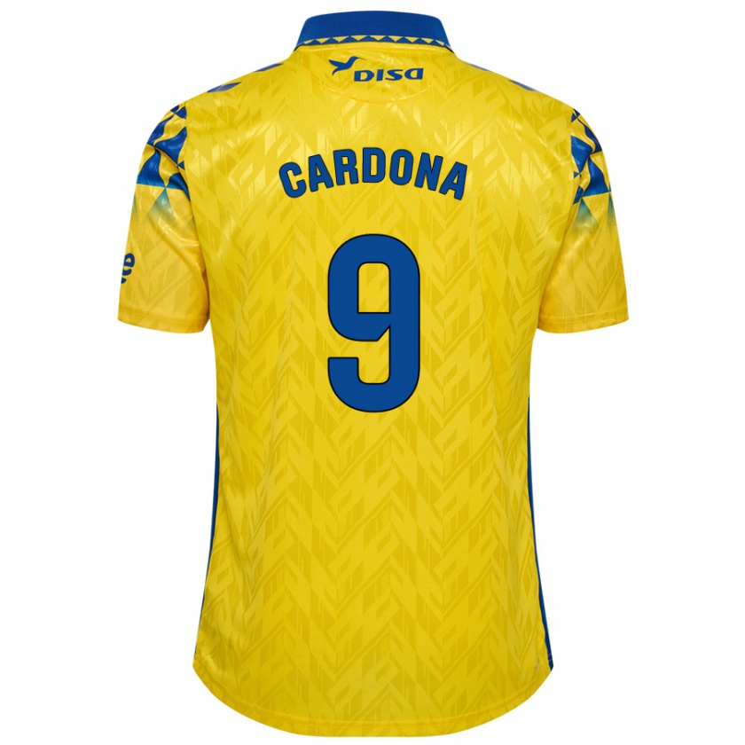 Kandiny Femme Maillot Marc Cardona #9 Jaune Bleu Tenues Domicile 2024/25 T-Shirt