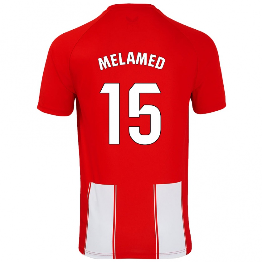 Kandiny Femme Maillot Nico Melamed #15 Rouge Blanc Tenues Domicile 2024/25 T-Shirt