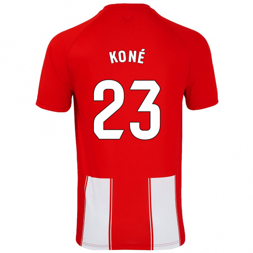 Kandiny Femme Maillot Ibrahima Koné #23 Rouge Blanc Tenues Domicile 2024/25 T-Shirt