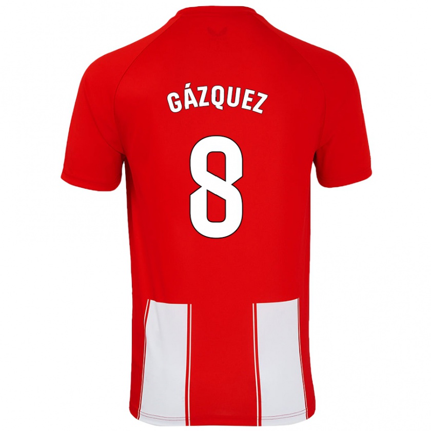 Kandiny Femme Maillot Joan Gázquez #8 Rouge Blanc Tenues Domicile 2024/25 T-Shirt