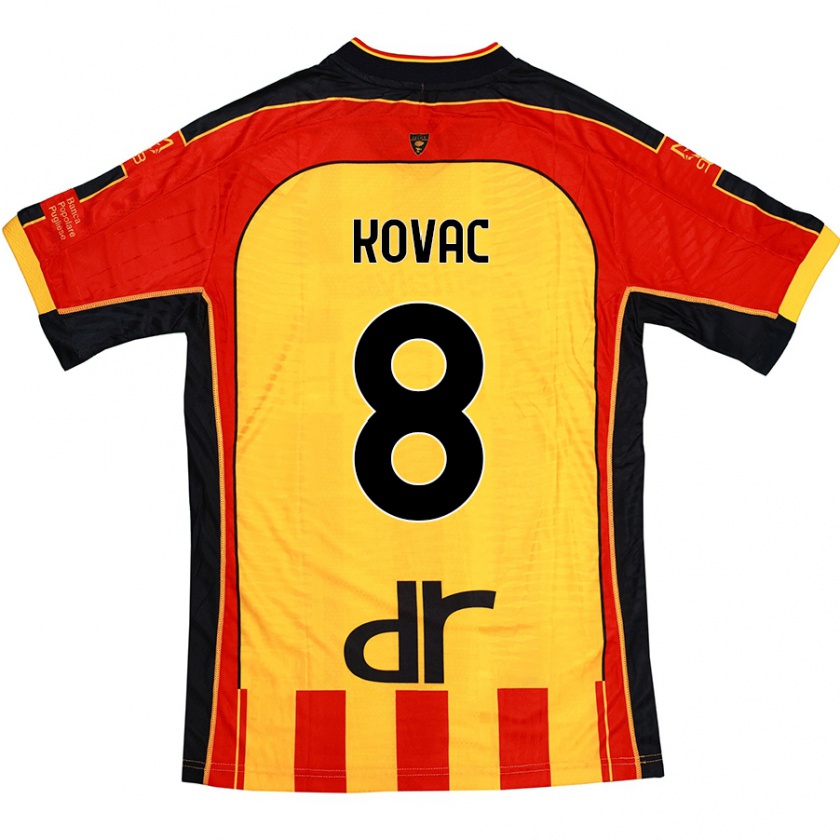 Kandiny Femme Maillot Niko Kovac #8 Jaune Rouge Tenues Domicile 2024/25 T-Shirt