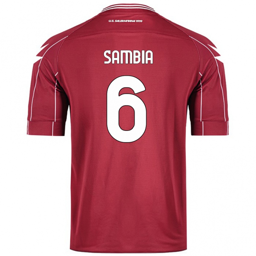 Kandiny Femme Maillot Junior Sambia #6 Bordeaux Tenues Domicile 2024/25 T-Shirt