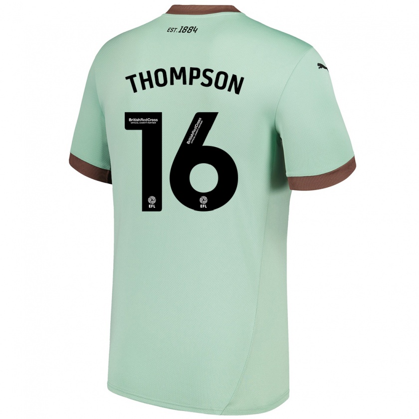 Kandiny Femme Maillot Liam Thompson #16 Vert Pâle Tenues Extérieur 2024/25 T-Shirt