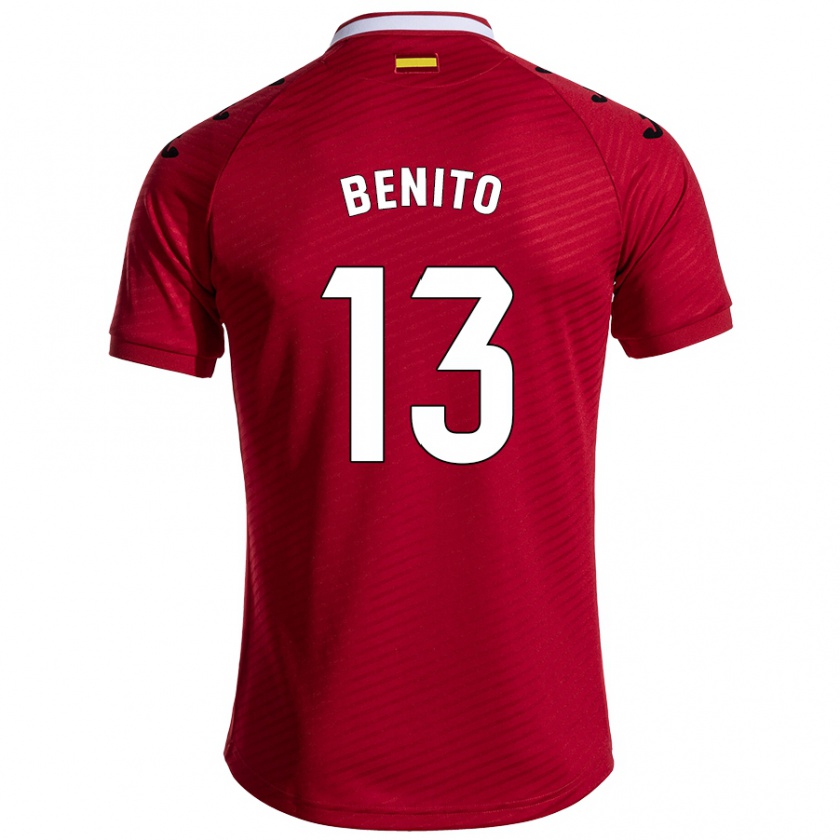 Kandiny Femme Maillot Jorge Benito #13 Rouge Foncé Tenues Extérieur 2024/25 T-Shirt