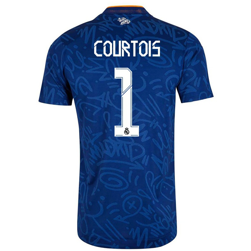 Femme Maillot Thibaut Courtois #1 Bleu Foncé Tenues Extérieur 2021/22 T-shirt