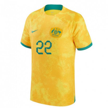 Kandiny Enfant Maillot Australie Jackson Irvine #22 Doré Tenues Domicile 22-24 T-shirt