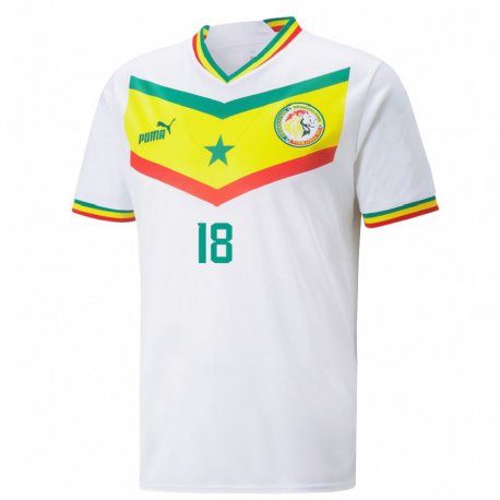 Kandiny Enfant Maillot Sénégal Ismaila Sarr #18 Blanc Tenues Domicile 22-24 T-shirt