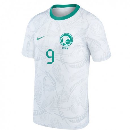 Kandiny Enfant Maillot Arabie Saoudite Feras Al Brikan #9 Blanc Tenues Domicile 22-24 T-shirt