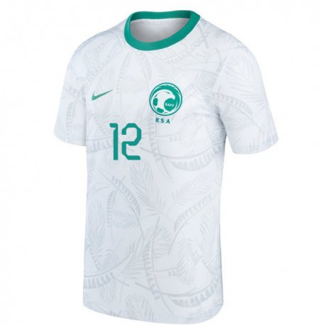 Kandiny Enfant Maillot Arabie Saoudite Saud Abdulhamid #12 Blanc Tenues Domicile 22-24 T-shirt