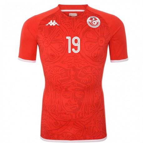 Kandiny Enfant Maillot Tunisie Seifeddin Jaziri #19 Rouge Tenues Domicile 22-24 T-shirt