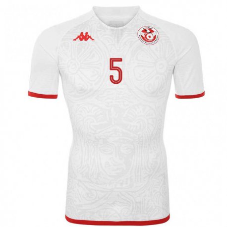 Kandiny Enfant Maillot Tunisie Nader Ghandri #5 Blanc Tenues Extérieur 22-24 T-shirt