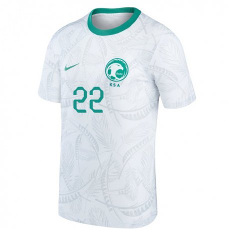 Kandiny Homme Maillot Arabie Saoudite Fawaz Al Qarni #22 Blanc Tenues Domicile 22-24 T-shirt