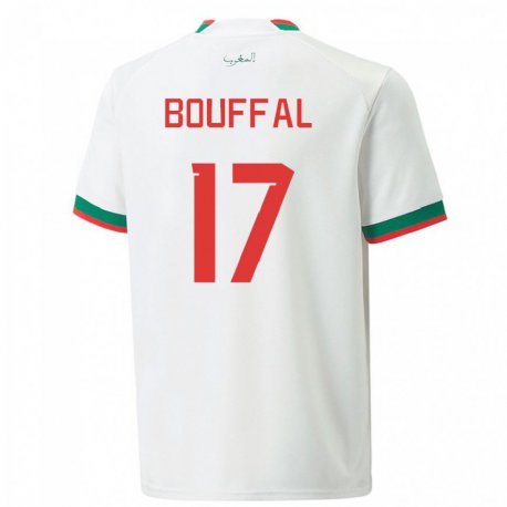 Kandiny Homme Maillot Maroc Soufiane Bouffal #17 Blanc Tenues Extérieur 22-24 T-shirt