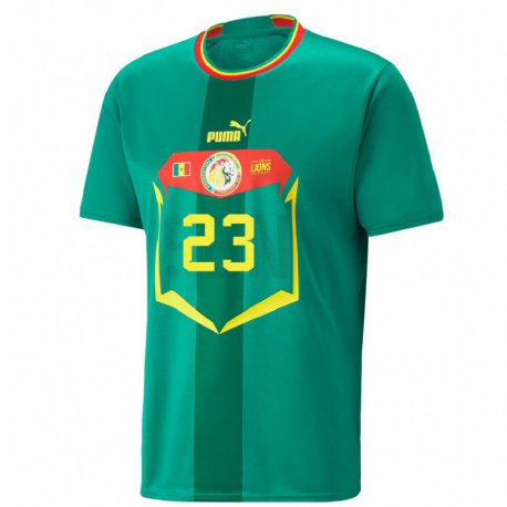 Kandiny Homme Maillot Sénégal Noah Fadiga #23 Verte Tenues Extérieur 22-24 T-shirt