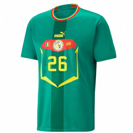 Kandiny Homme Maillot Sénégal Pape Gueye #26 Verte Tenues Extérieur 22-24 T-shirt