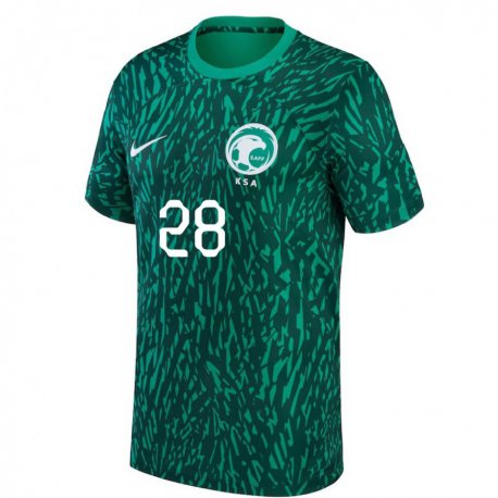 Kandiny Homme Maillot Arabie Saoudite Mohamed Kanno #28 Vert Foncé Tenues Extérieur 22-24 T-shirt