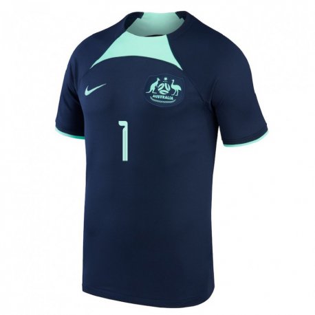 Kandiny Femme Maillot Australie Mathew Ryan #1 Bleu Foncé Tenues Extérieur 22-24 T-shirt