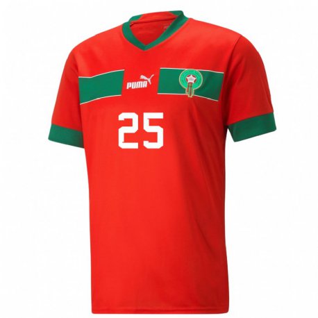 Kandiny Enfant Maillot Maroc Oussama Zemraoui #25 Rouge Tenues Domicile 22-24 T-shirt