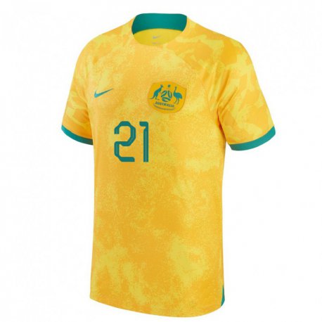 Kandiny Enfant Maillot Australie Cameron Devlin #21 Doré Tenues Domicile 22-24 T-shirt