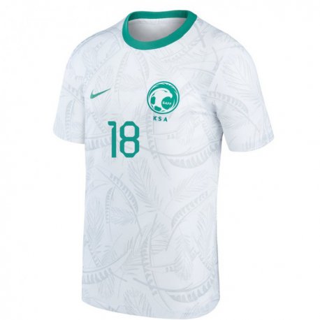 Kandiny Enfant Maillot Arabie Saoudite Saba Tawfiq #18 Blanc Tenues Domicile 22-24 T-shirt