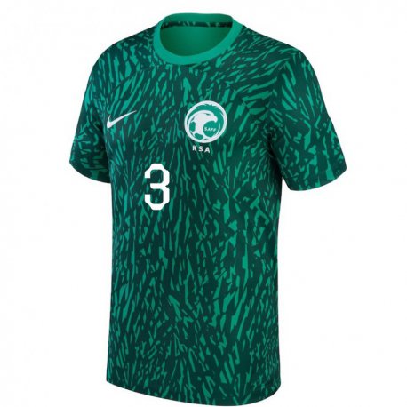 Kandiny Enfant Maillot Arabie Saoudite Mohammed Almahmood #3 Vert Foncé Tenues Extérieur 22-24 T-shirt