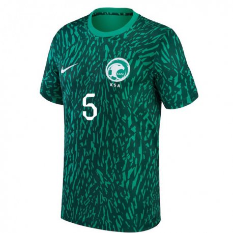 Kandiny Enfant Maillot Arabie Saoudite Mohammed Aloufi #5 Vert Foncé Tenues Extérieur 22-24 T-shirt