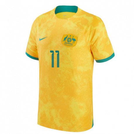 Kandiny Homme Maillot Australie Daniel Arzani #11 Doré Tenues Domicile 22-24 T-shirt