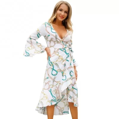 Kandiny - 2019 new long-sleeved V-neck fashion dress