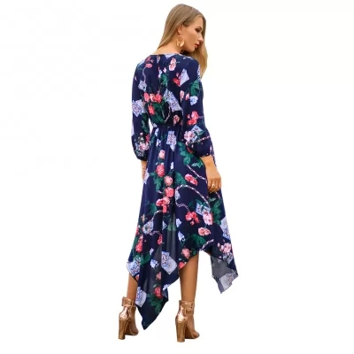 Kandiny - 2019 new spring print V-neck dress