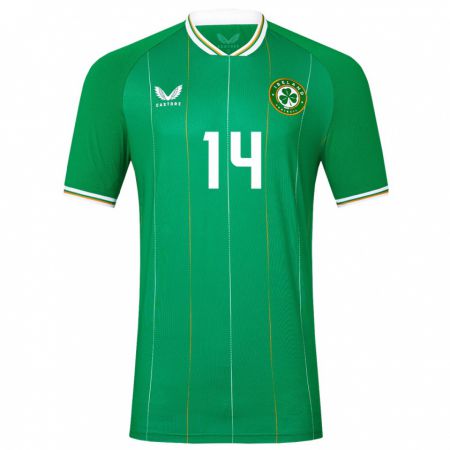 Kandiny Enfant Maillot Irlande John Ryan #14 Vert Tenues Domicile 24-26 T-Shirt