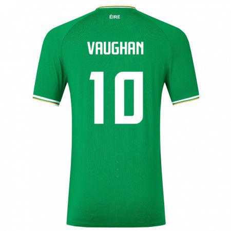 Kandiny Enfant Maillot Irlande Harry Vaughan #10 Vert Tenues Domicile 24-26 T-Shirt