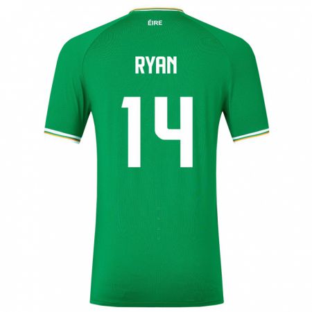 Kandiny Enfant Maillot Irlande John Ryan #14 Vert Tenues Domicile 24-26 T-Shirt