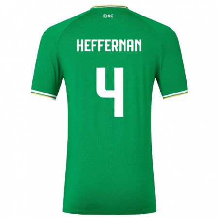 Kandiny Enfant Maillot Irlande Cathal Heffernan #4 Vert Tenues Domicile 24-26 T-Shirt