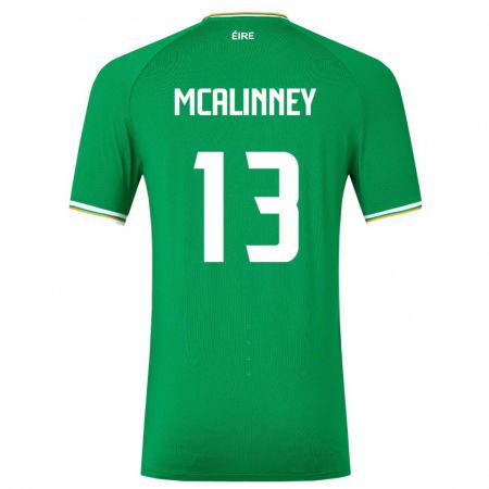 Kandiny Enfant Maillot Irlande Liam Mcalinney #13 Vert Tenues Domicile 24-26 T-Shirt
