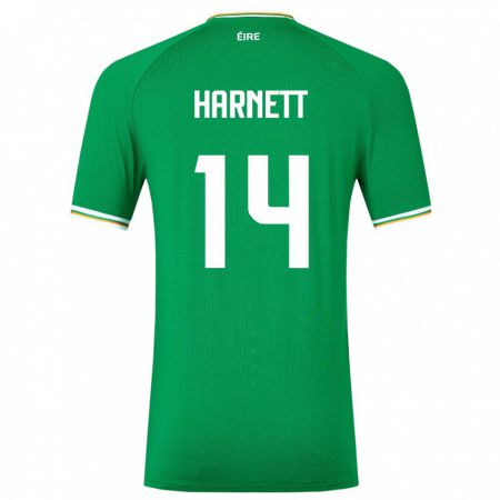 Kandiny Enfant Maillot Irlande Kaylem Harnett #14 Vert Tenues Domicile 24-26 T-Shirt