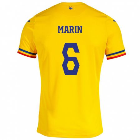 Kandiny Enfant Maillot Roumanie Marius Marin #6 Jaune Tenues Domicile 24-26 T-Shirt