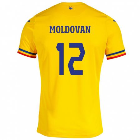 Kandiny Enfant Maillot Roumanie Horaţiu Moldovan #12 Jaune Tenues Domicile 24-26 T-Shirt