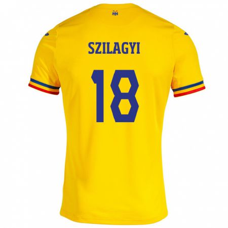 Kandiny Enfant Maillot Roumanie Szabolcs Szilágyi #18 Jaune Tenues Domicile 24-26 T-Shirt