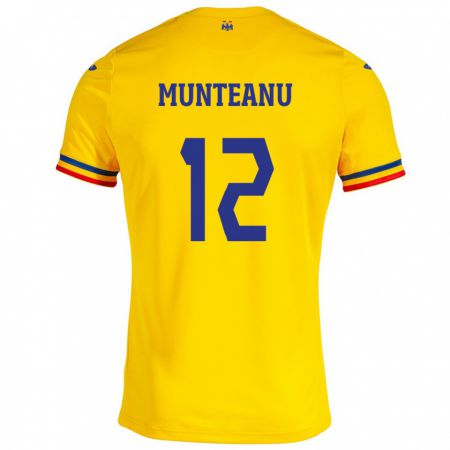 Kandiny Enfant Maillot Roumanie Rafael Munteanu #12 Jaune Tenues Domicile 24-26 T-Shirt