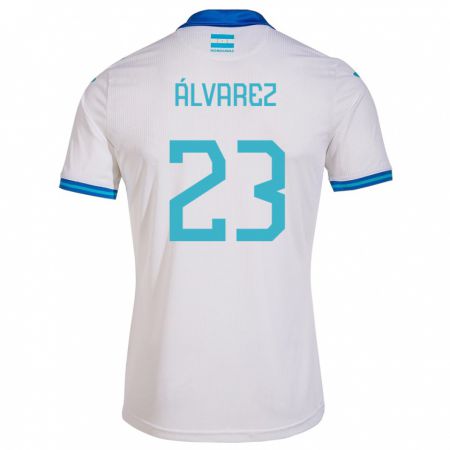 Kandiny Enfant Maillot Honduras Jorge Álvarez #23 Blanc Tenues Domicile 24-26 T-Shirt