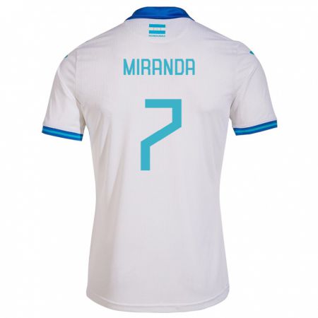 Kandiny Enfant Maillot Honduras Jeffry Miranda #7 Blanc Tenues Domicile 24-26 T-Shirt