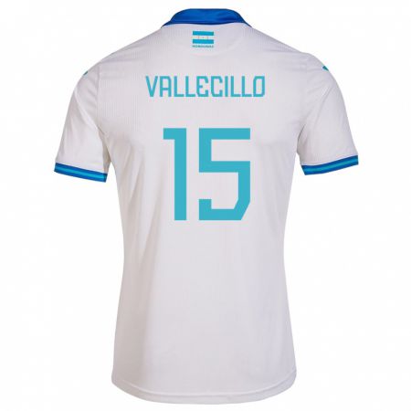 Kandiny Enfant Maillot Honduras Eric Vallecillo #15 Blanc Tenues Domicile 24-26 T-Shirt