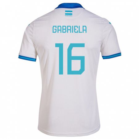 Kandiny Enfant Maillot Honduras Gabriela García #16 Blanc Tenues Domicile 24-26 T-Shirt