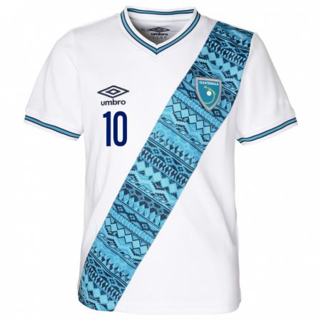 Kandiny Enfant Maillot Guatemala Gabriel García #10 Blanc Tenues Domicile 24-26 T-Shirt