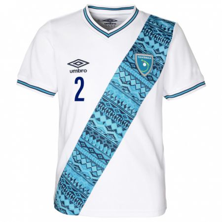 Kandiny Enfant Maillot Guatemala Francisco López #2 Blanc Tenues Domicile 24-26 T-Shirt