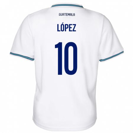 Kandiny Enfant Maillot Guatemala Antonio López #10 Blanc Tenues Domicile 24-26 T-Shirt