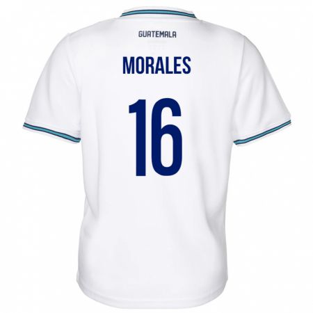 Kandiny Enfant Maillot Guatemala José Morales #16 Blanc Tenues Domicile 24-26 T-Shirt