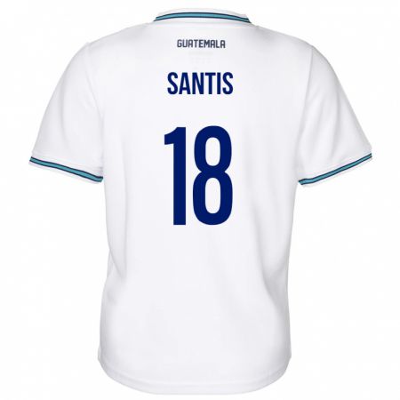 Kandiny Enfant Maillot Guatemala Óscar Santis #18 Blanc Tenues Domicile 24-26 T-Shirt