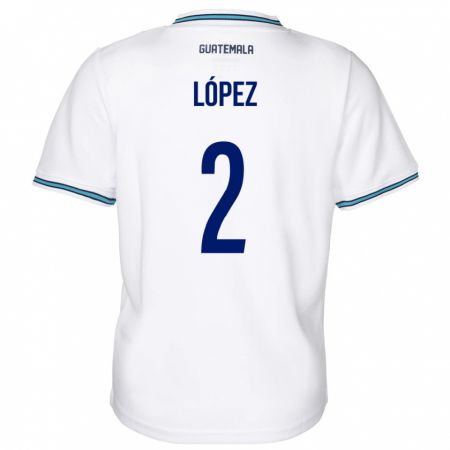 Kandiny Enfant Maillot Guatemala Francisco López #2 Blanc Tenues Domicile 24-26 T-Shirt