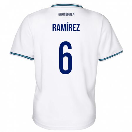 Kandiny Enfant Maillot Guatemala Kevin Ramírez #6 Blanc Tenues Domicile 24-26 T-Shirt